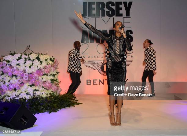 Alesha Dixon performs at the 2nd annual Jersey Style Awards in association with Bentley Motors, Chopard and Ortac Aviation to celebrate the best of...