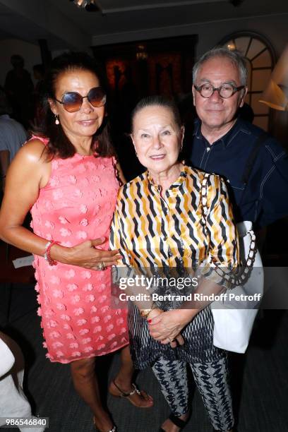 Tharita de Oliveira, Nicole Picard and Jean-Jacques Picard attend the Tan Giudicelli - Exhibition of drawings and accessories preview at Galerie...