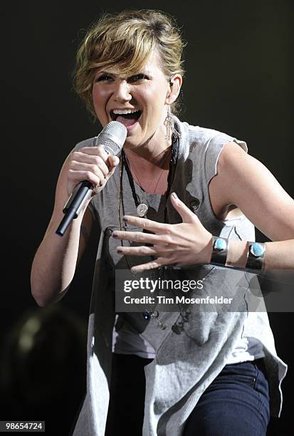 Jennifer Nettles of Sugarland performs as part of the Stagecoach Music Festival at the Empire Polo Fields on April 24, 2010 in Indio, California.