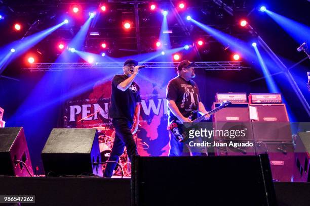 Jim Lindberg of the band Pennywise performs on stage at the Download Festival on June 28, 2018 in Madrid, Spain.