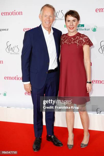 Johannes B. Kerner and Anke Rippert attend the Emotion Award at Curiohaus on June 28, 2018 in Hamburg, Germany.