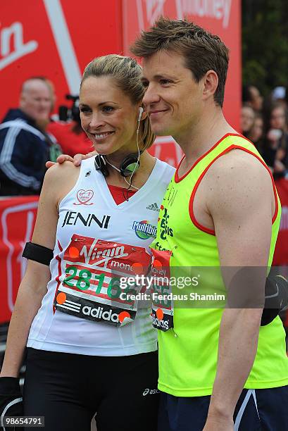 Jenny Falconer and Ben Shepherd take part in the Virgin London Marathon on April 25, 2010 in London, England.