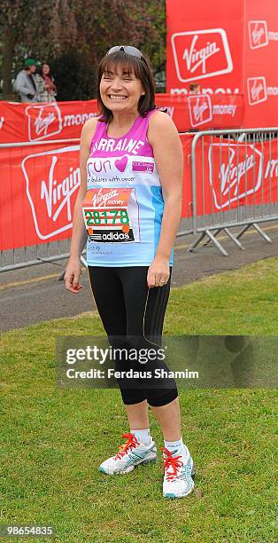 Lorraine Kelly takes part in the Virgin London Marathon on April 25, 2010 in London, England.