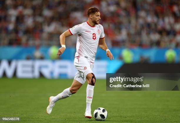 Fakhreddine Ben Youssef of Tunisia during the 2018 FIFA World Cup Russia group G match between Panama and Tunisia at Mordovia Arena on June 28, 2018...