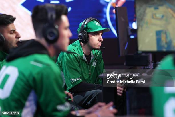 X of Celtics Crossover Gaming during the game against Jazz Gaming on June 22, 2018 at the NBA 2K League Studio Powered by Intel in Long Island City,...