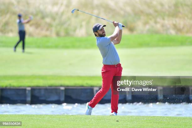 Romain LANGASQUE of France during the HNA French Open on June 28, 2018 in Saint-Quentin-en-Yvelines, France.