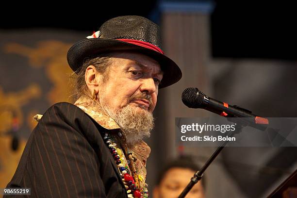 New Orleans singer-songwriter and pianist Dr. John performs during day 2 of the 41st annual New Orleans Jazz & Heritage Festival at the Fair Grounds...