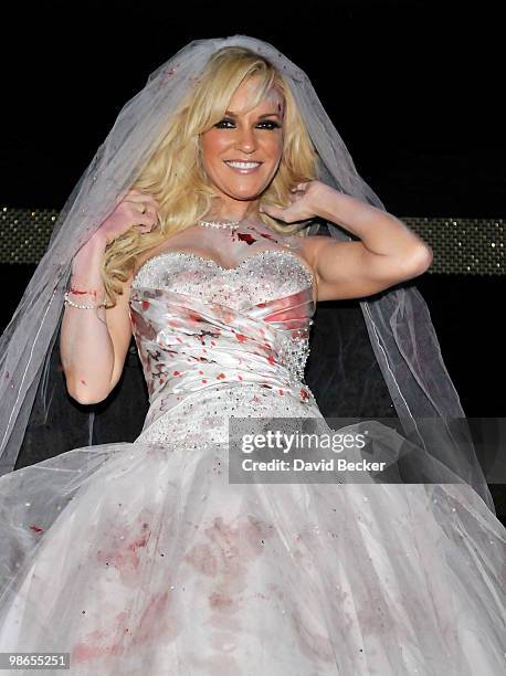 Television personality Bridget Marquardt, dressed in a costume, attends the Halfway to Halloween Party at the Eve nightclub at Crystals at CityCenter...