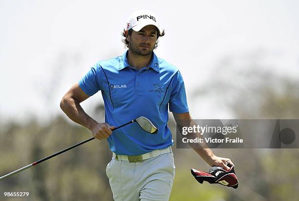 Gareth Maybin of Northern Ireland walks on the 16th green during the Round Three of the Ballantine's Championship at Pinx Golf Club on April 25, 2010...