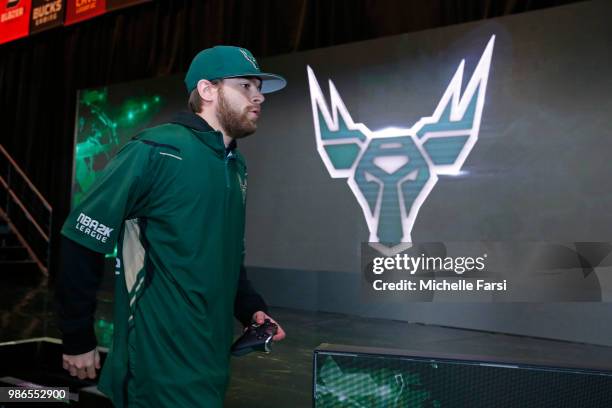 KinG PeroXide of Bucks Gaming after the game against Kings Guard Gaming on June 22, 2018 at the NBA 2K League Studio Powered by Intel in Long Island...