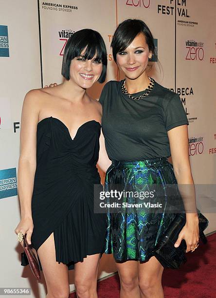 Actresses Selma Blair and Rashida Jones attend the premiere of 'Monogomy' during the 2010 Tribeca Film Festival at the Tribeca Performing Arts Center...