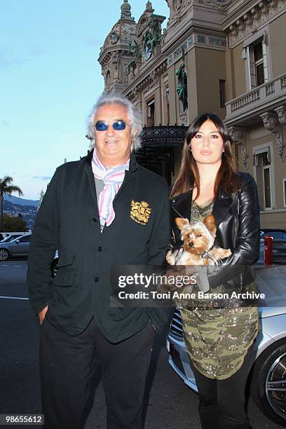 Flavio Briatore and Elisabetta Gregoraci and her dog Sightings at Hotel de Paris on April 24, 2010 in Monte-Carlo, Monaco.