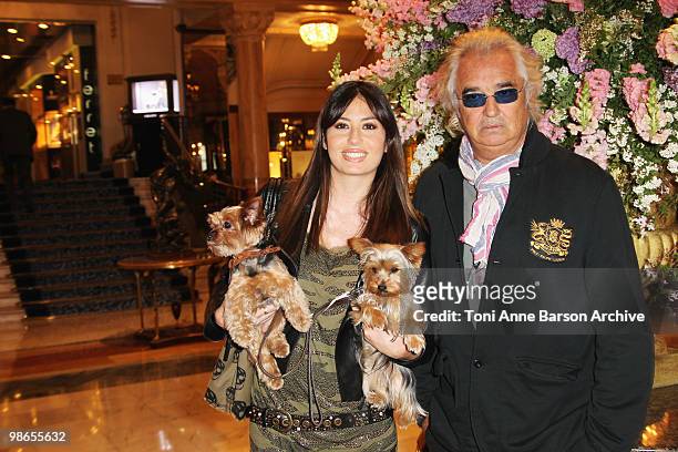 Flavio Briatore and Elisabetta Gregoraci and her dogs Sightings at Hotel de Paris on April 24, 2010 in Monte-Carlo, Monaco.