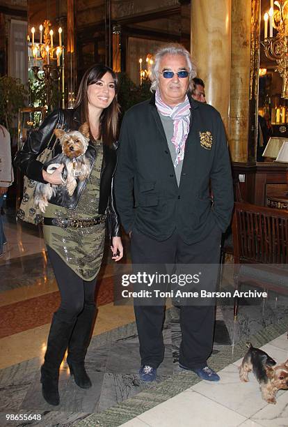 Flavio Briatore and Elisabetta Gregoraci and her dogs Sightings at Hotel de Paris on April 24, 2010 in Monte-Carlo, Monaco.