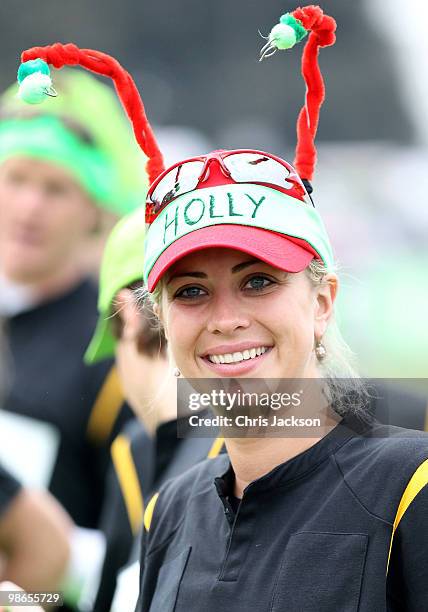 Holly Branson prepares to take part in the Virgin London Marathon on April 25, 2010 in London, England. After 15 years with Flora the new sponsor is...