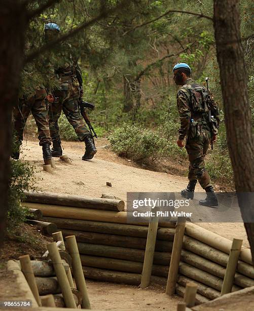 Turkish soldiers keep watch around the Chunuk Bair memorial site and the trenches on April 25, 2010 in Gallipoli, Turkey. Today commemorates the 95th...