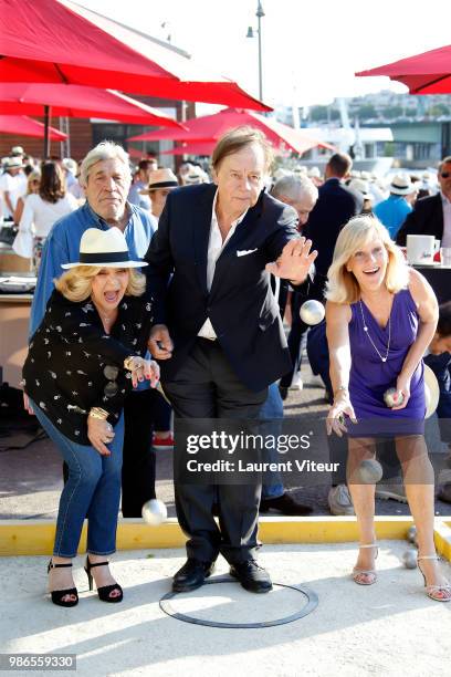 Singer Nicoletta, Actor Jean-Pierre Castaldi, Journalist Daniel Auclair and Actress Elisa Servier attend "Trophee de la Petanque Gastronomique" at...