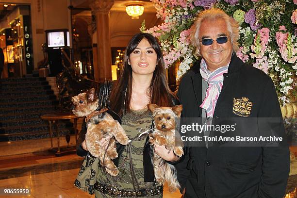 Flavio Briatore and Elisabetta Gregoraci and her dogs Sightings at Hotel de Paris on April 24, 2010 in Monte-Carlo, Monaco.