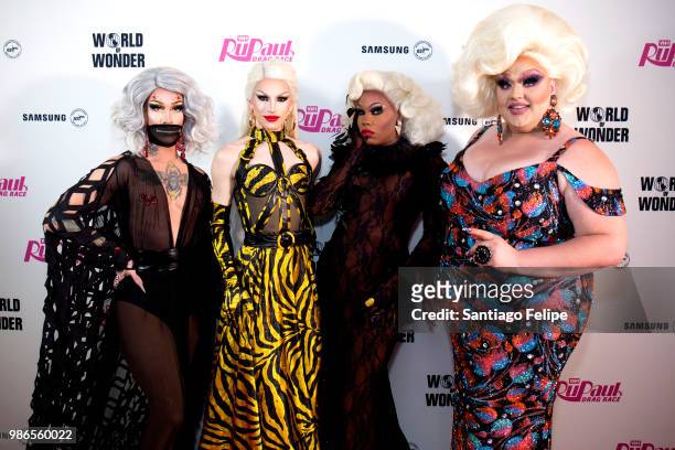 Kameron Michaels, Aquaria, Asia O' Hara and Eureka O'Hara attend the "RuPaul's Drag Race" Season 10 Finale at Samsung 837 on June 28, 2018 in New...