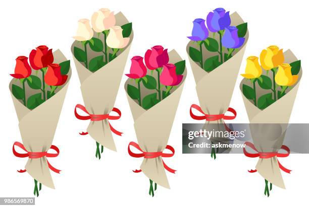 illustrazioni stock, clip art, cartoni animati e icone di tendenza di bouquet di rose - bouquet