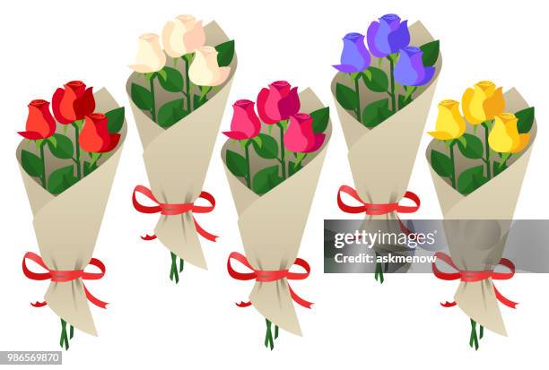 stockillustraties, clipart, cartoons en iconen met boeket rozen - flower vector