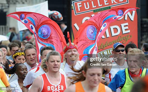 Sir Richard Branson takes part in the 2010 Virgin London Marathon on April 25, 2010 in London, England.