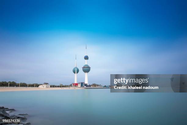 kuwait towers - kuwait landmark stock pictures, royalty-free photos & images