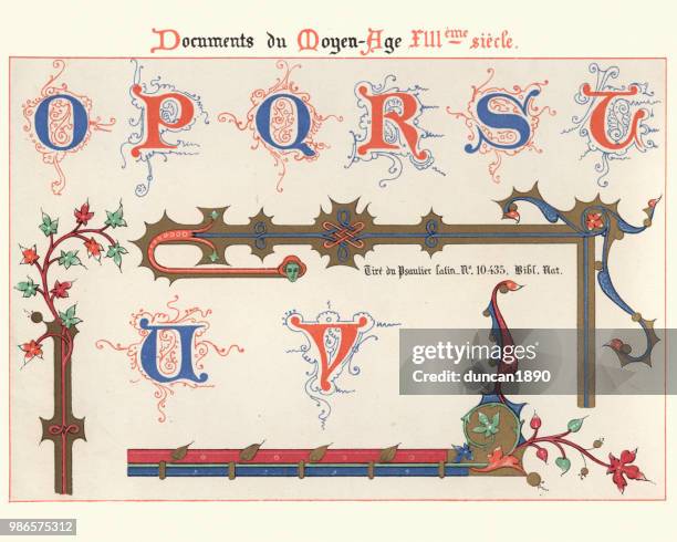 illustrations, cliparts, dessins animés et icônes de exemples de l’art décoratif médiéval du xiiie siècle - enluminure
