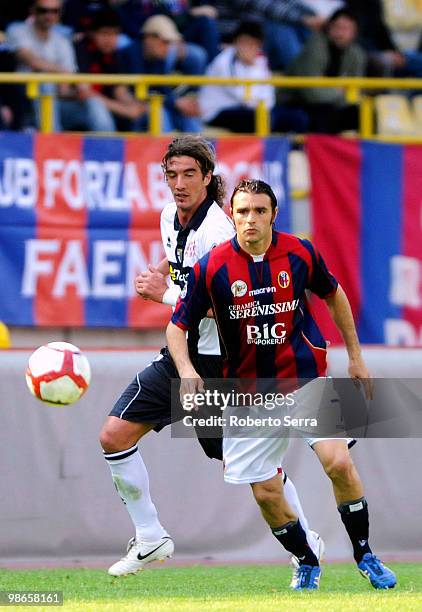 Andrea Pisanu of Bologna in action during the Serie A match between Bologna FC and Parma FC at Stadio Renato Dall'Ara on April 25, 2010 in Bologna,...