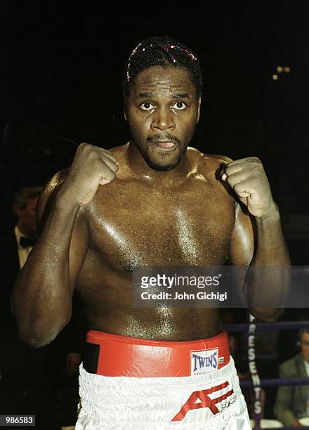 Audley Harrison of England after beating Mike Middleton of the USA in a heavyweight bout held at the Wembley Arena, London. Mandatory Credit: John...