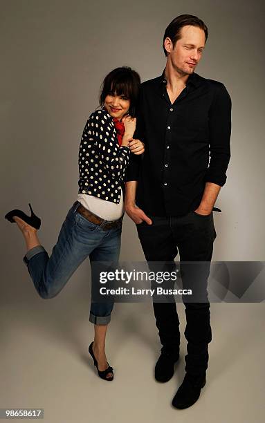 Actors Juliette Lewis and Alexander Skarsgard from the film "Metropia" attend the Tribeca Film Festival 2010 portrait studio at the FilmMaker...