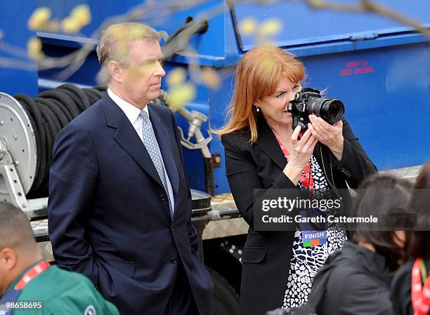 Prince Andrew and Sarah Ferguson attend the Virgin London Marathon on April 25, 2010 in London, England. On April 25, 2010 in London, England.