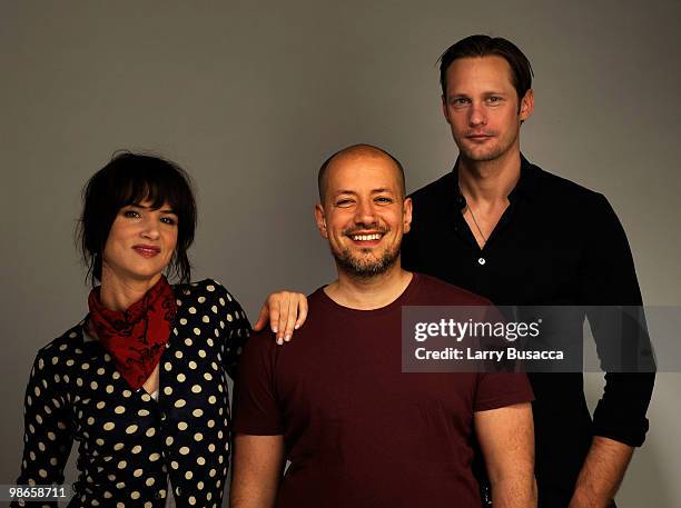 Actress Juliette Lewis, director Tarik Saleh and actor Alexander Skarsgard from the film "Metropia" attend the Tribeca Film Festival 2010 portrait...