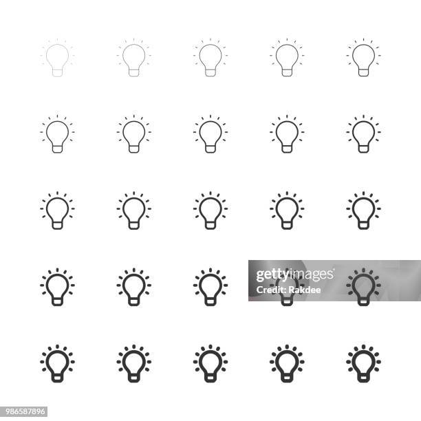 stockillustraties, clipart, cartoons en iconen met gloeilamp icons - multi line serie - halogeenlamp