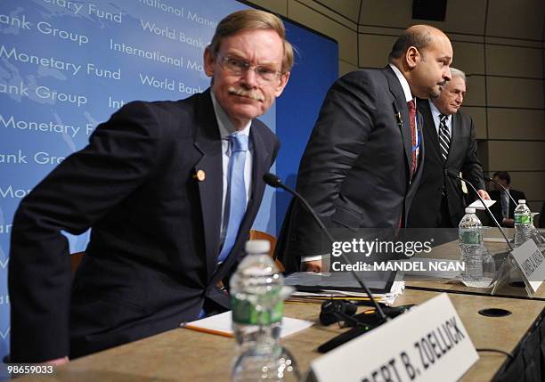 World Bank President Robert Zoellick, Bahrain Finance Minister Ahmed bin Mohammed Al Khalifa, Chairman of the Development Committee, and IMF Managing...