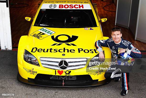 David Coulthard of Great Britain and Mücke Motorsport AMG Mercedes is seen during qualifying for the DTM 2010 German Touring Car Championship race on...