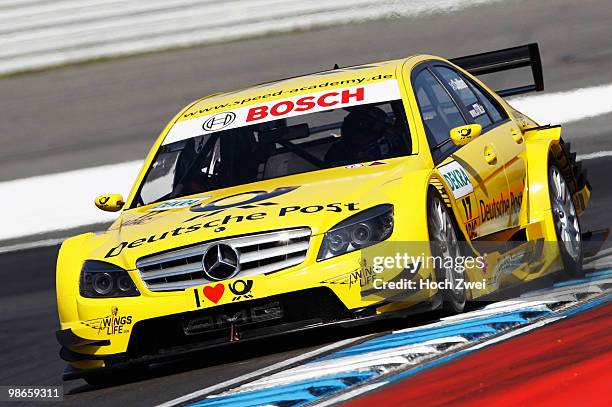 David Coulthard of Great Britain and Mücke Motorsport AMG Mercedes is seen during qualifying for the DTM 2010 German Touring Car Championship race on...