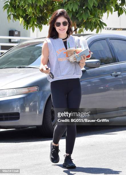 Lucy Hale is seen on June 28, 2018 in Los Angeles, California.