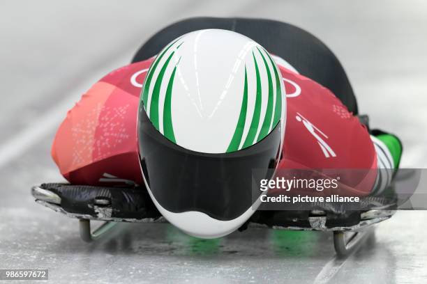 Simidele Adeagbo from Nigeria in action during the women's skeleton event in the Alpensia Sliding Centre in Pyeongchang, South Korea, 16 February...