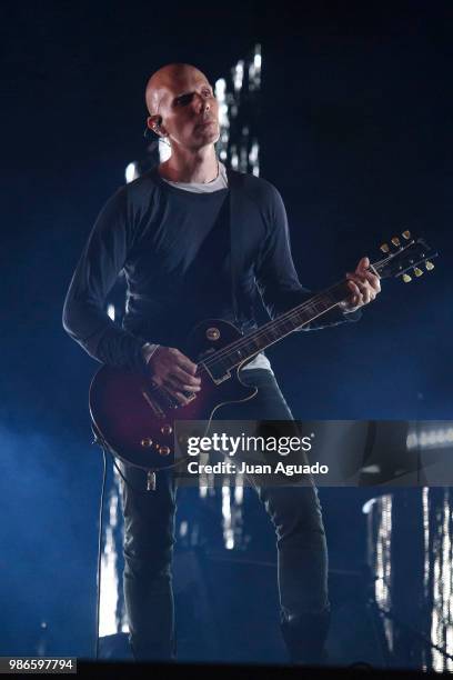 Billy Howerdel of the band A Perfect Circle performs on stage at the Download Festival on June 28, 2018 in Madrid, Spain.