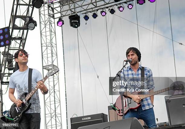 Jason Rosen and Michael Bruno of Honor Society perform during The Climate Rally Earth Day 2010 at the National Mall on April 25, 2010 in Washington,...