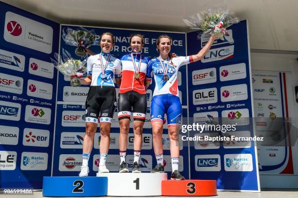 Fanny Zambon of DN Auvergne Rhone Alpes, Juliette Labous of Team Sunweb and Maelle Grossetete of FDJ Nouvelle Aquitaine Futuroscope during the...