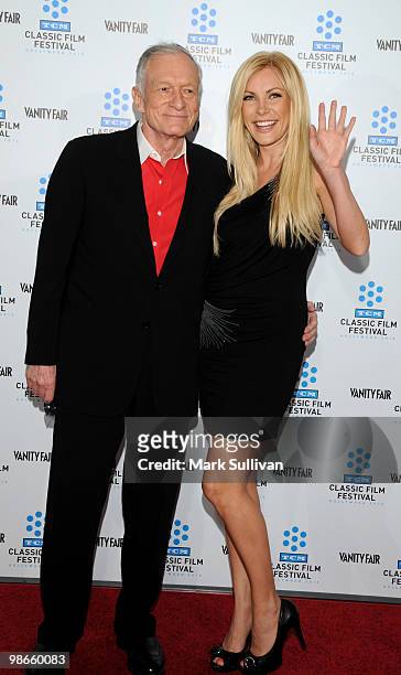 Hugh Hefner and Crystal Harris arrive at the opening night gala and premiere of the newly restored "A Star Is Born" at Grauman's Chinese Theatre on...