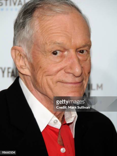 Hugh Hefner arrives at the opening night gala and premiere of the newly restored "A Star Is Born" at Grauman's Chinese Theatre on April 22, 2010 in...