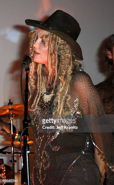 Darryl Hannah performs at The Fonogenic Party at Fonogenic Studios on April 24, 2010 in Van Nuys, California.