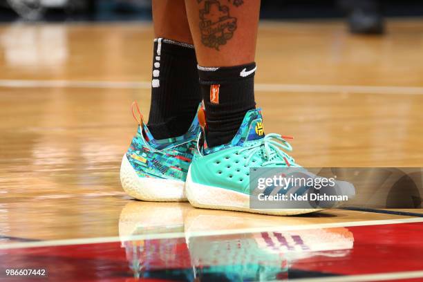Sneakers of Shavonte Zellous of the New York Liberty on June 28, 2018 at Capital One Arena in Washington, DC. NOTE TO USER: User expressly...