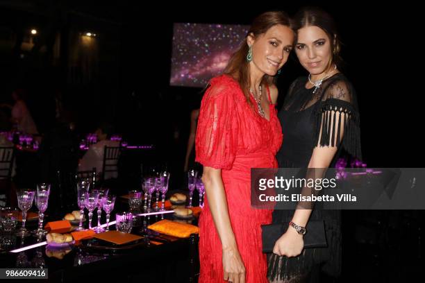 Yasmin Le Bon and Amber Le Bon attend BVLGARI Dinner & Party at Stadio dei Marmi on June 28, 2018 in Rome, Italy.