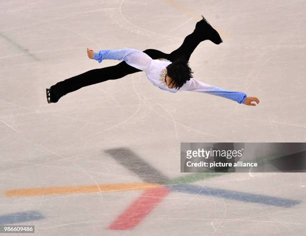 Dpatop - Japan's Yuzuru Hanyu competes in the men's single skating short program on the day seven of the 2018 Winter Olympics in the Gangneung Ice...