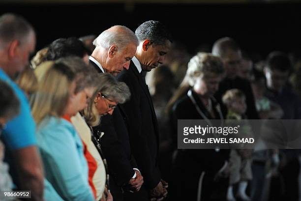 President Barack Obama and Vice President Joe Biden attend a memorial service for the 29 men, killed on April 5 in the worst US mining disaster in...