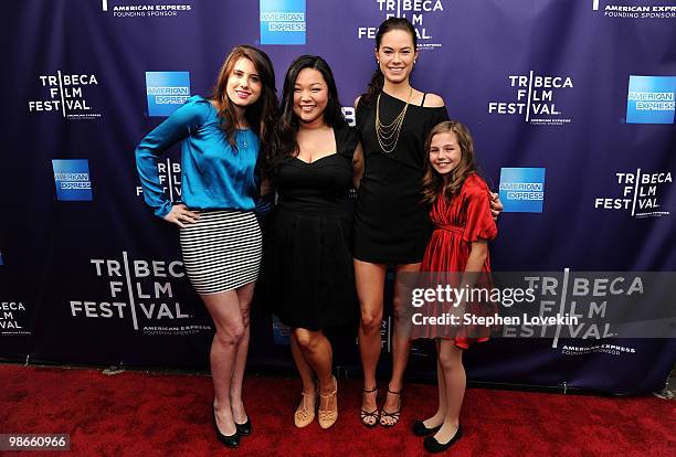 Actresses Elizabeth Wright Shapiro, Jee Young Han, Jamie Tisdale and Gracie Gilbert attend the premiere of "Meet Monica Velour" during the 2010...